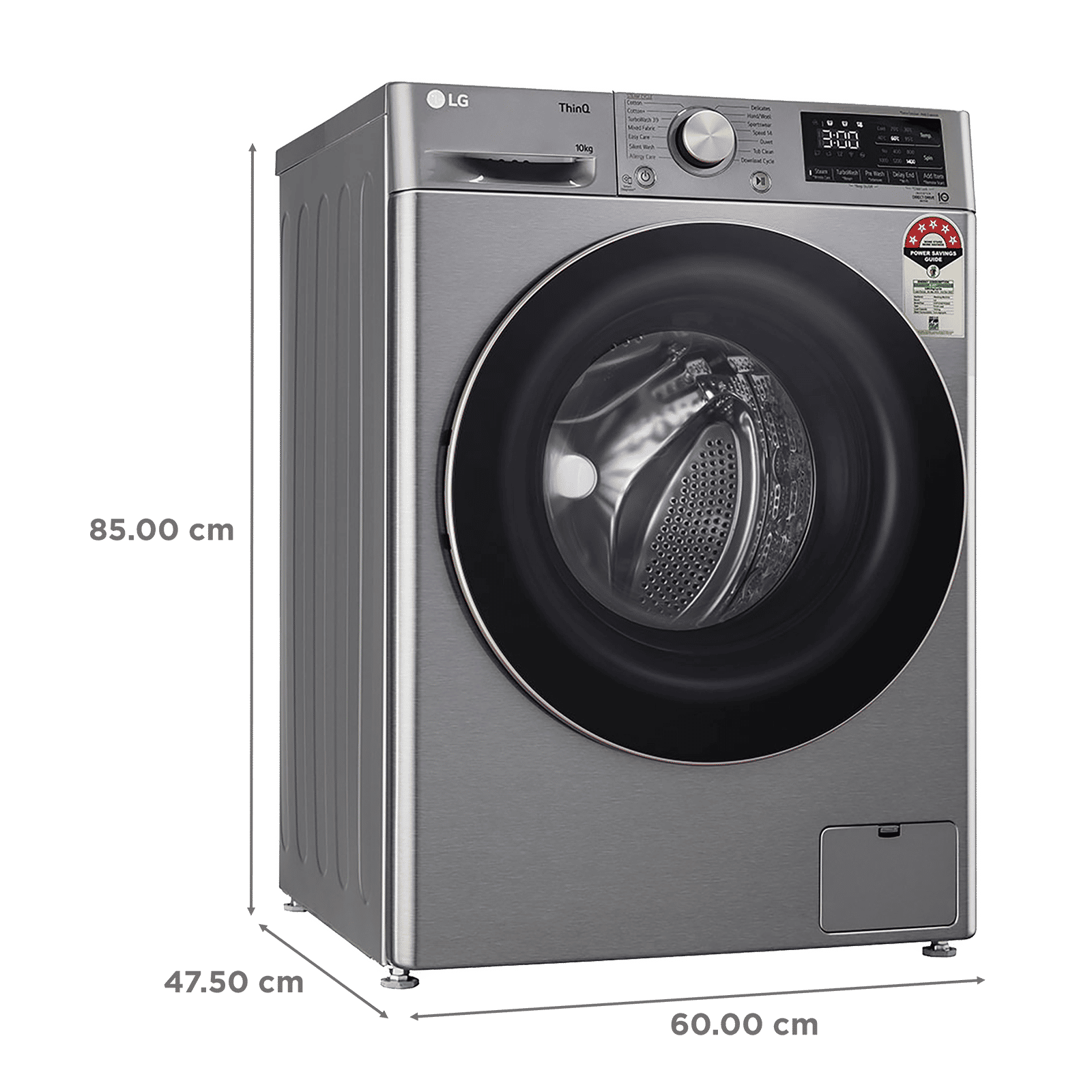 LG 10 kg 5 Star Fully Automatic Front Load Washing Machine (FHP1410Z7P.APSQEIL, Smart Diagnosis, Platinum Silver)