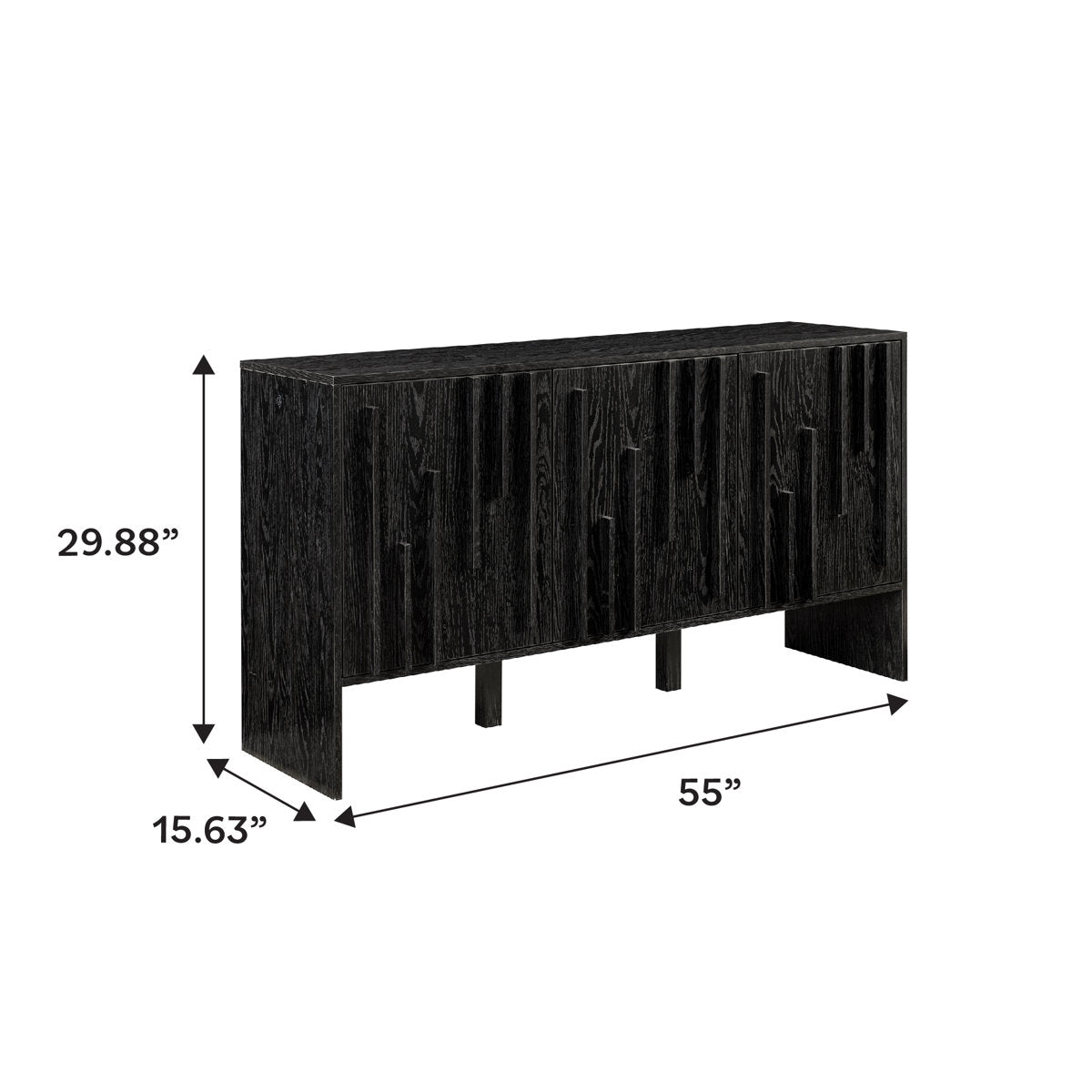 Anishka 55" Contemporary Wood Detailed 3-Door Sideboard