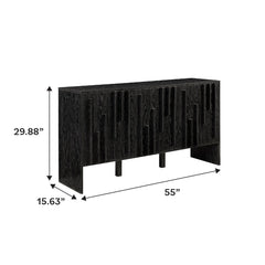 Anishka 55" Contemporary Wood Detailed 3-Door Sideboard