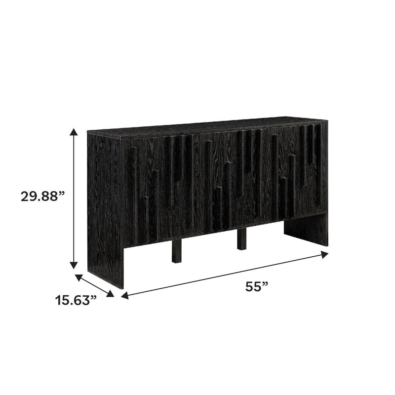 Anishka 55" Contemporary Wood Detailed 3-Door Sideboard