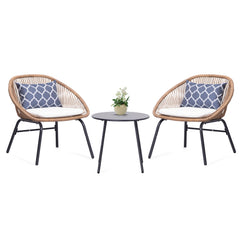 Pyros Outdoor Patio Seating Set 2 Chairs and 1 Table Set (Khaki)