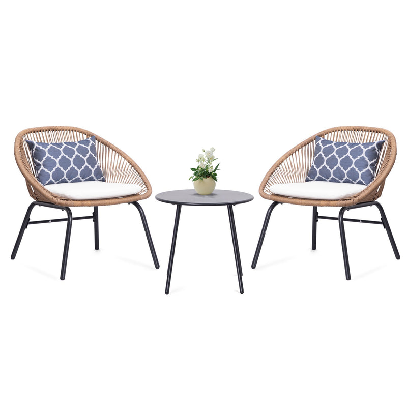 Pyros Outdoor Patio Seating Set 2 Chairs and 1 Table Set (Khaki)