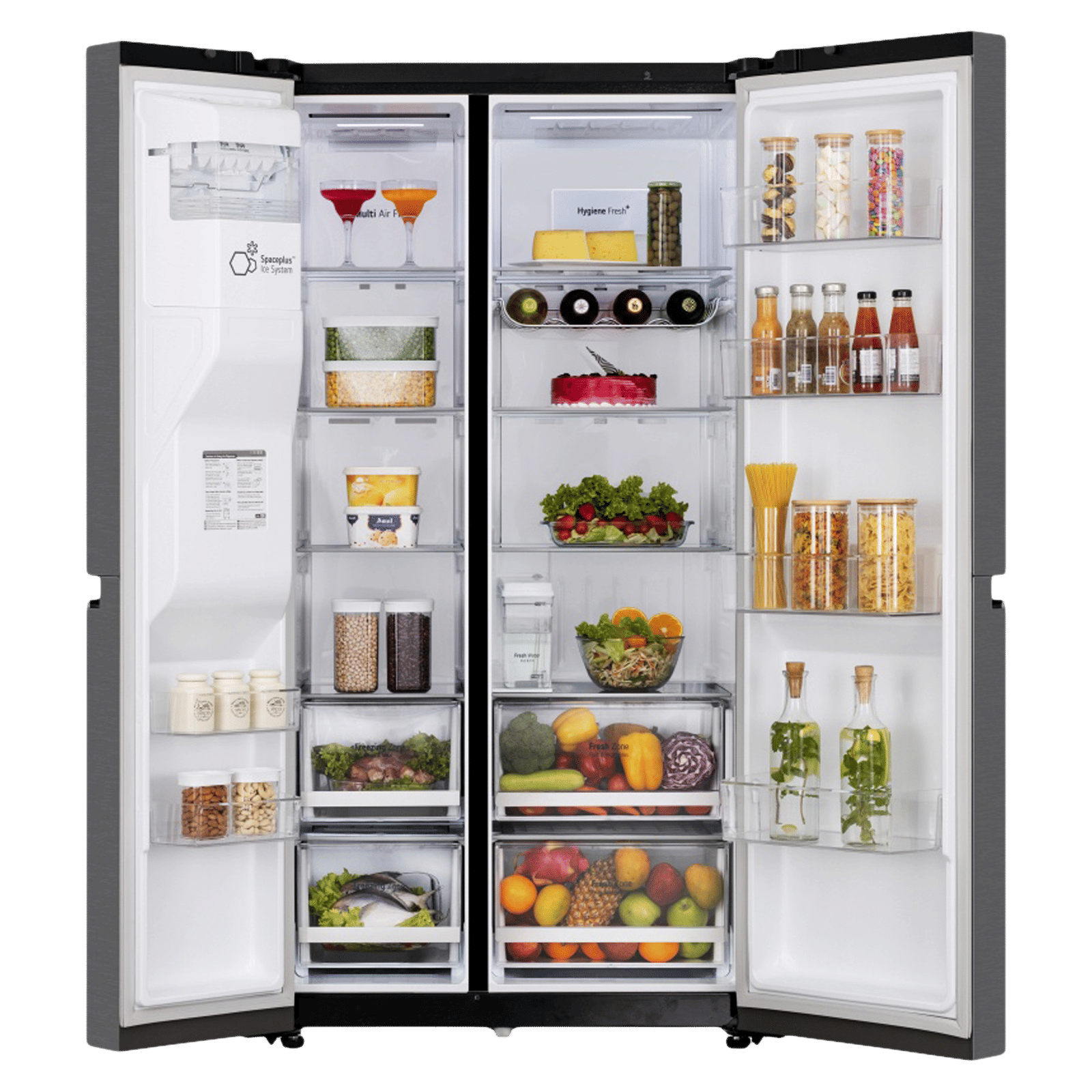 LG 630 Litres 3 Star Frost Free Side by Side Door Smart Wifi Enabled Refrigerator with Multi Air Flow (GL-L257CMC3, Matt Black)
