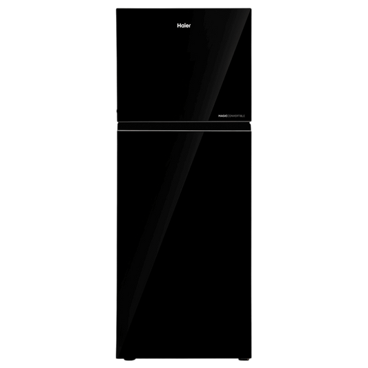 Haier 268 Litres 2 Star Frost Free Double Door Convertible Refrigerator with Turbo Icing (HRF-3182PKG-P, Black Glass)