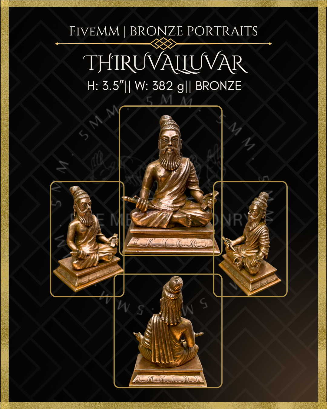 Thiruvalluvar- Tamil Poet and Sage - Panchaloha Bronze Icon -3.5" - Antique finish