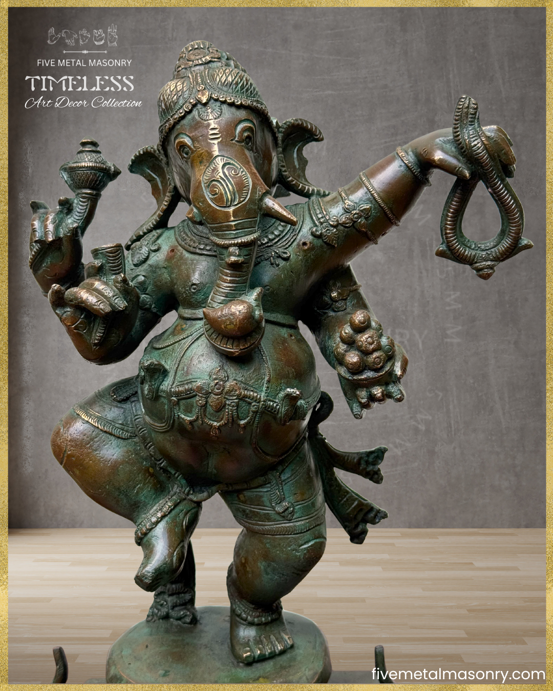 Dancing (Nrtta) Ganesha - Panchaloha Bronze Icon - 14"- Timeless Collection