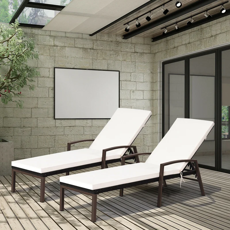 Nimble Outdoor Swimming Poolside Lounger Set of 2 (Brown)