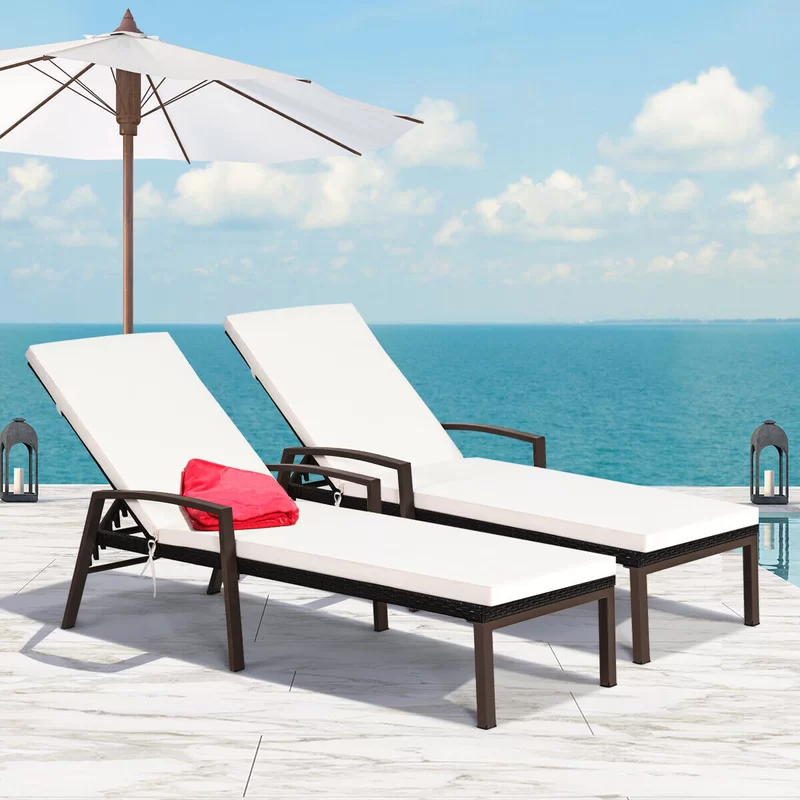 Nimble Outdoor Swimming Poolside Lounger Set of 2 (Brown)