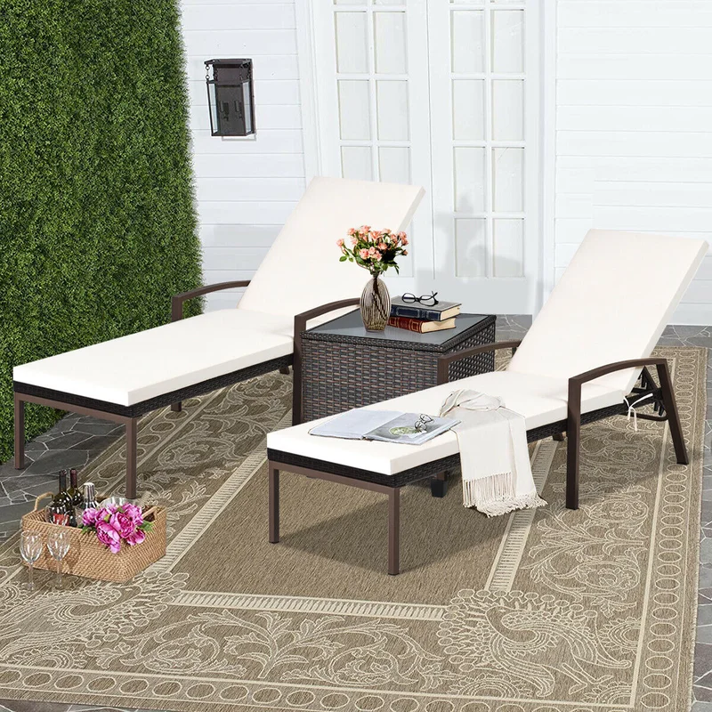 Nimble Outdoor Swimming Poolside Lounger Set of 2 (Brown)