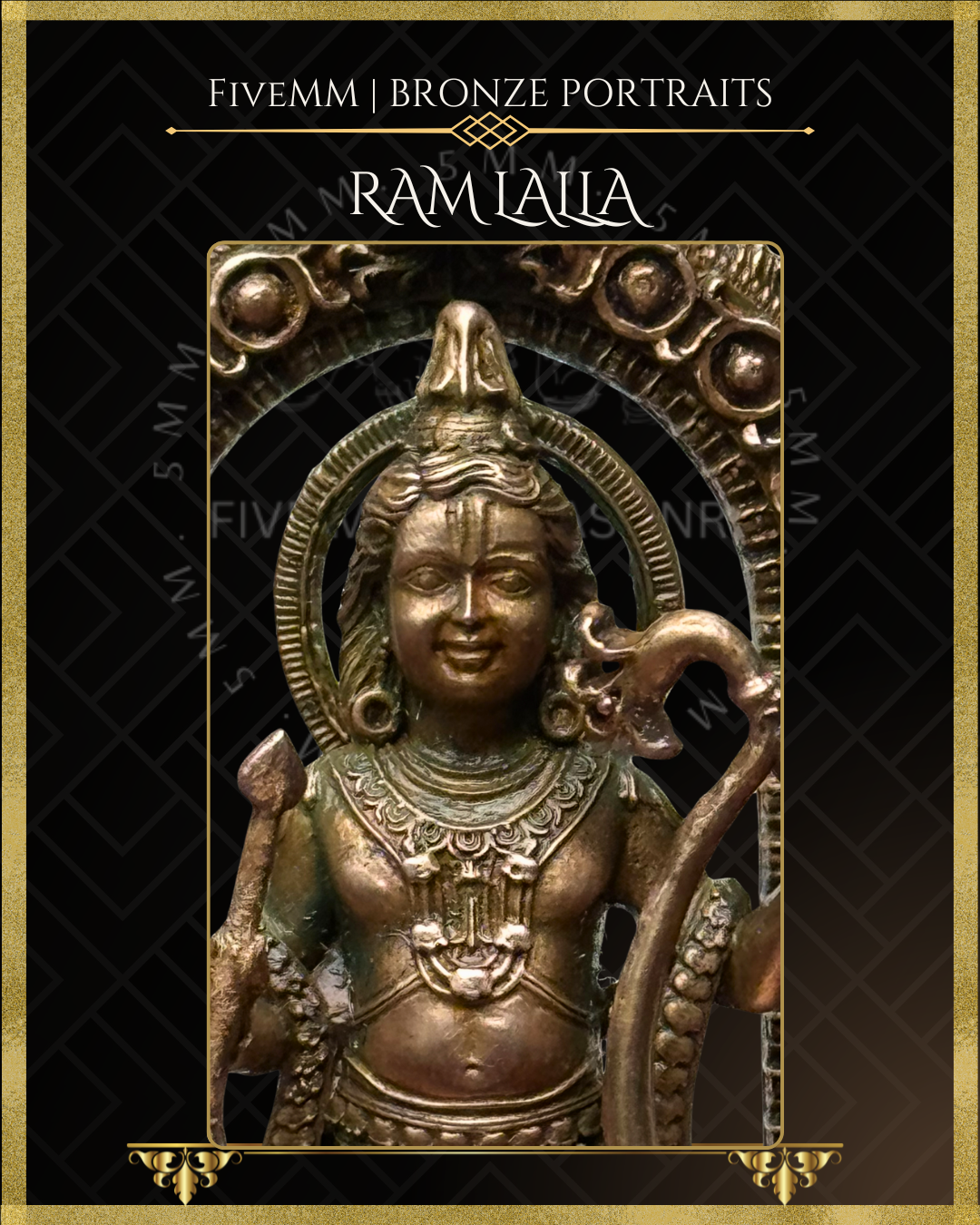 Ayodhya Ramlalla Panchaloha Bronze Icon - 6" with arch