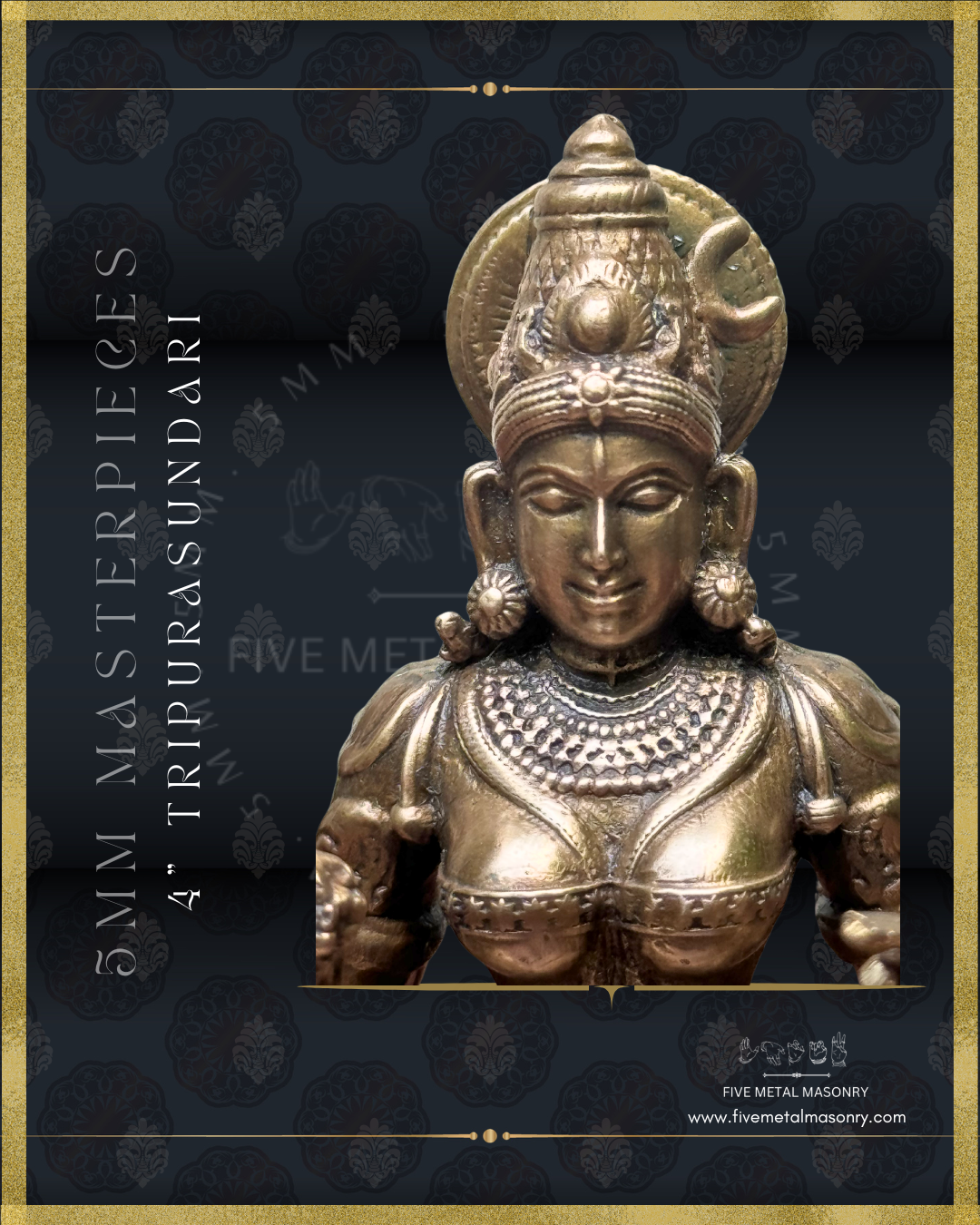 Lalitha-Tripurasundari  Panchaloha Bronze Icon - 4"-  Masterpieces Collection