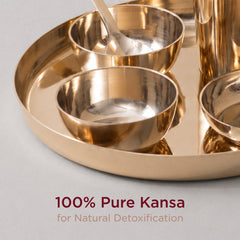 6-Piece Pure & Authentic Kansa Dinner Set • Gloss Finish • Serves 1 • 100% Lead-Free (कांसे का डिनर सेट)
