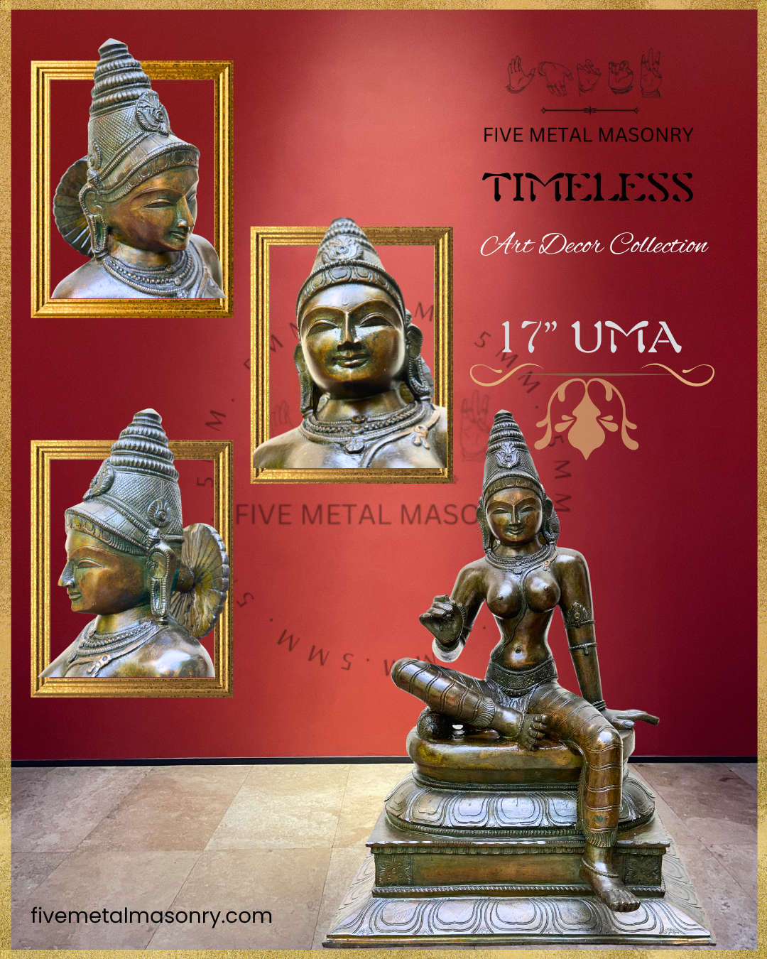 Parvati: Boga Shakti Panchaloha Bronze Icon - 17"- Timeless Collection
