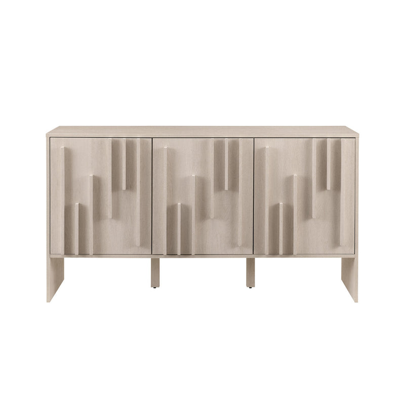 Anishka 55" Contemporary Wood Detailed 3-Door Sideboard