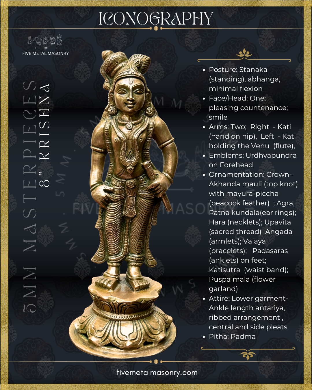 Krishna Panchaloha Bronze Icon - 8"-  Masterpieces Collection