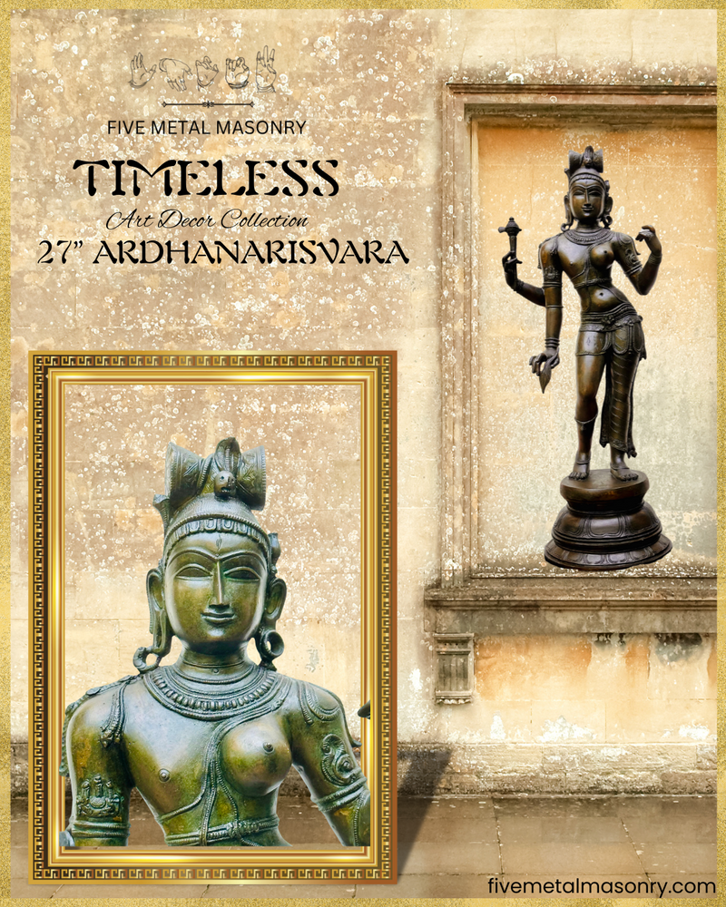 Ardhanarisvara Shiva Panchaloha Bronze Icon - 27" - Timeless Collection