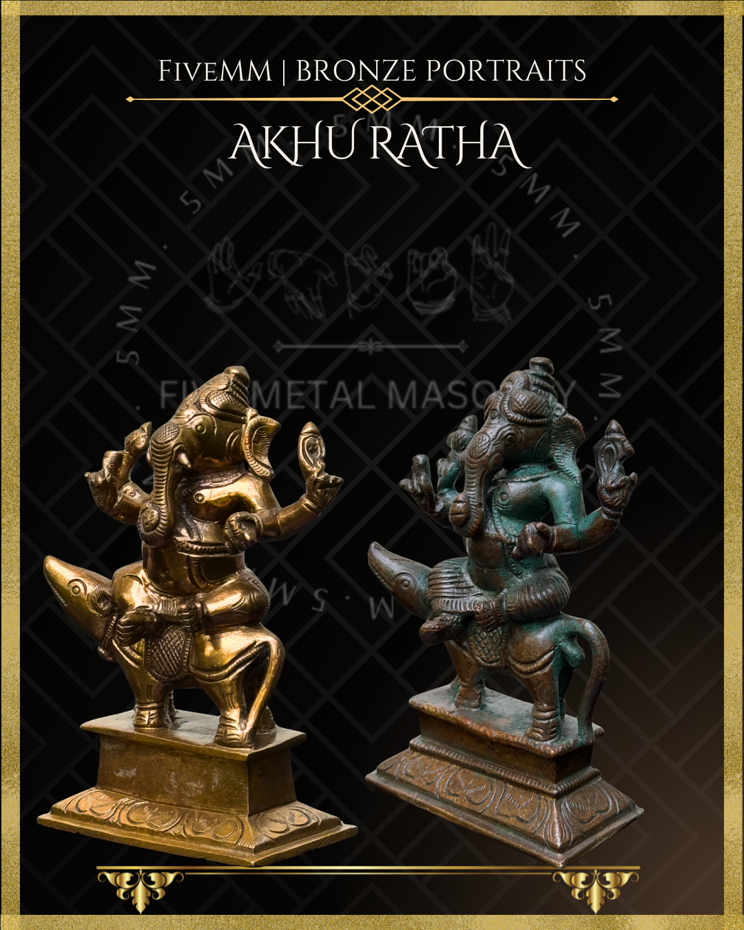 Ganesa on Mooshika Panchaloha Bronze Icon - 5"