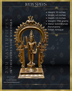 Thiruchendur Murugan Panchaloha Bronze Icon - 10"-  Masterpieces Collection