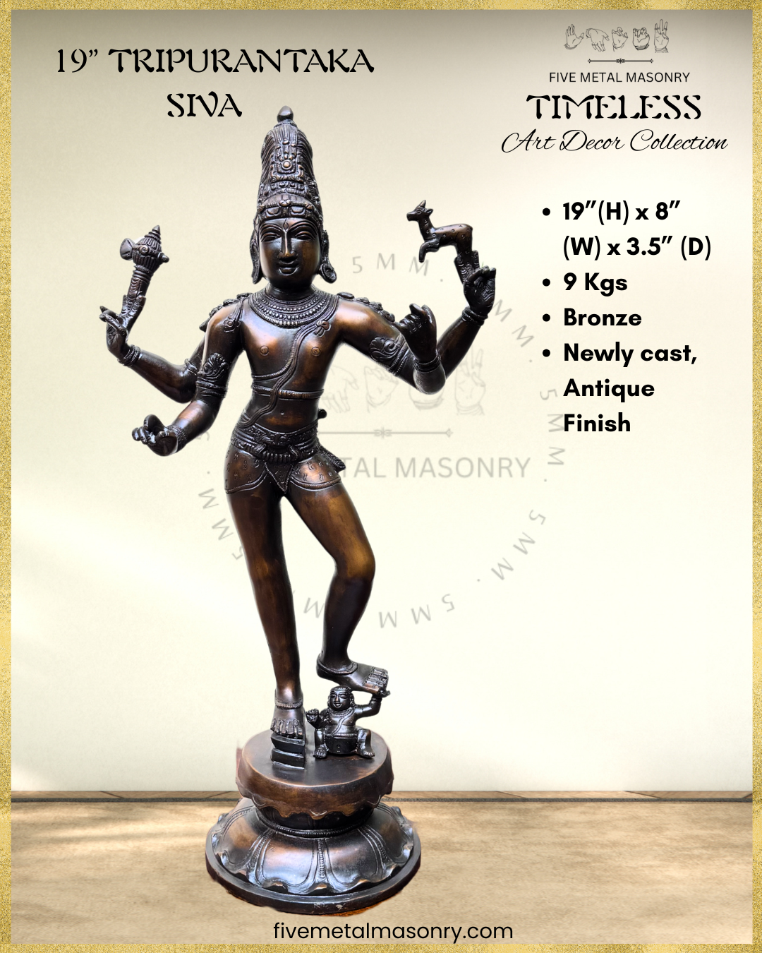 Tripurantaka Shiva Panchaloha Bronze Icon - 19" - Timeless Collection
