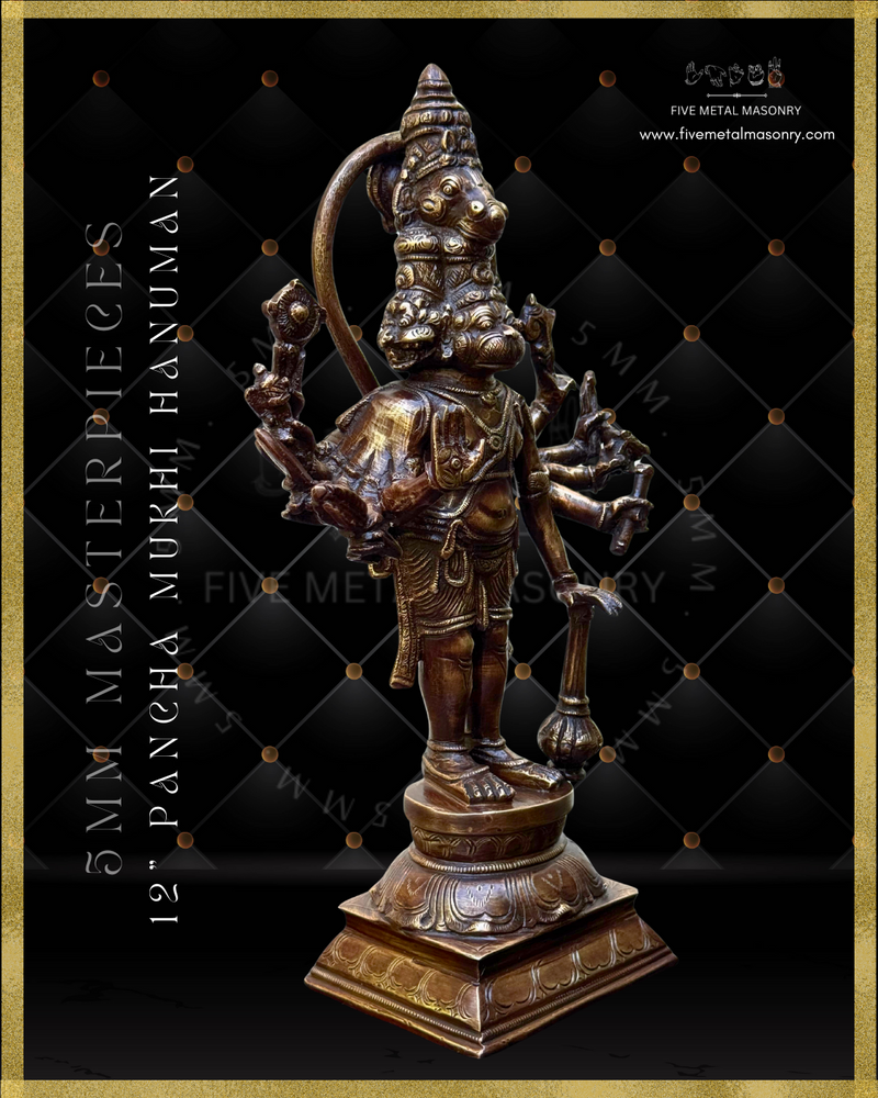 Pancha Mukhi Hanuman Panchaloha Bronze Icon - 12"-  Masterpieces Collection