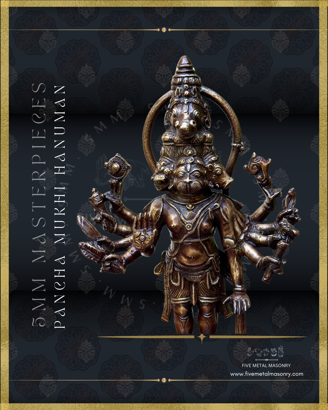 Pancha Mukhi Hanuman Panchaloha Bronze Icon - 12"-  Masterpieces Collection