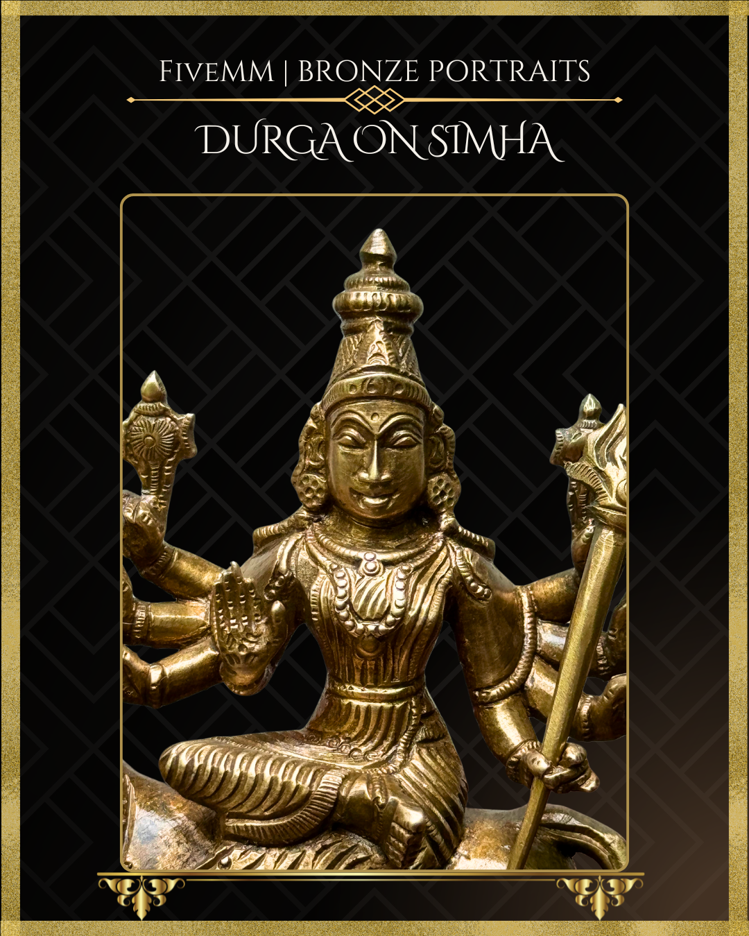 Durga on Simha Panchaloha Bronze Icon - 5.5"