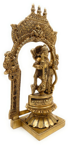 Brass Rama Idol with Prabhavali, Shri Ram Murti, Ramar Vigraham, Ram Bhagwan Statue, Ramachandra Brass Moorti for Pooja, Temple & Home Decor,Gold, 10.5 Inch, 1 Piece