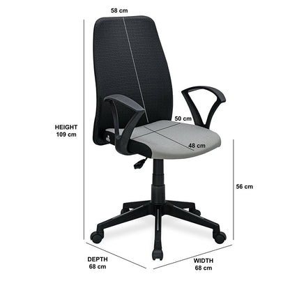 Nilkamal Solitaire Mid Back Chair (Grey/Black)