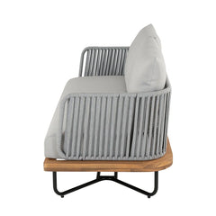 Arria Outdoor Garden Balcony Sofa Set 2 Seater,4 Single Seater With 1 Table Set, Braid & Rope (Grey + Grey)