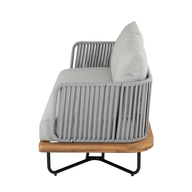 Arria Outdoor Garden Balcony Sofa Set 2 Seater,4 Single Seater With 1 Table Set, Braid & Rope (Grey + Grey)