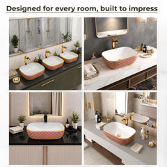 Plantex Ceramic Washbasin for Bathroom/Table Top Wash Basin/Countertop Vessel Sink Basin - Indo-European Collection - (NC-104,18 x 13 x 5 Inch)-6
