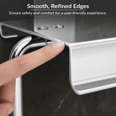 Plantex 304 Grade Stainless Steel Toilet Paper Holder with Mobile Phone Stand/Toilet Paper Roll Holder for Bathroom Accessories Crystal (Chrome)-3