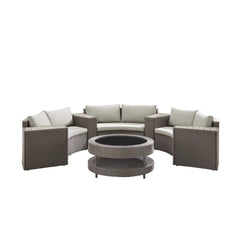 Vimi Outdoor Patio Sofa Set 6 seater and 1 Center Table (Dark brown)