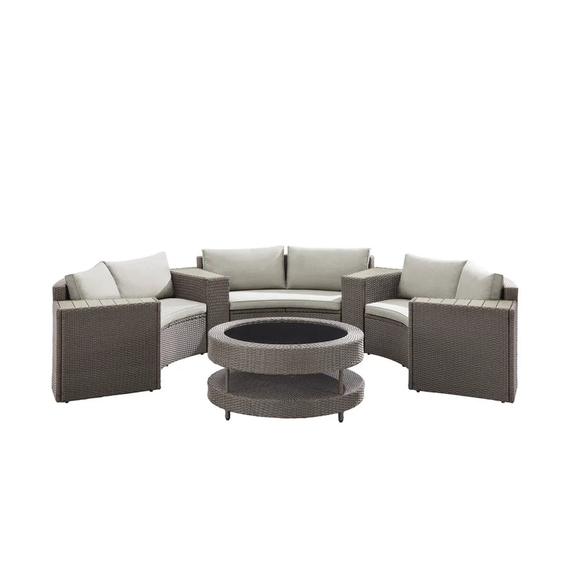 Vimi Outdoor Patio Sofa Set 6 seater and 1 Center Table (Dark brown)