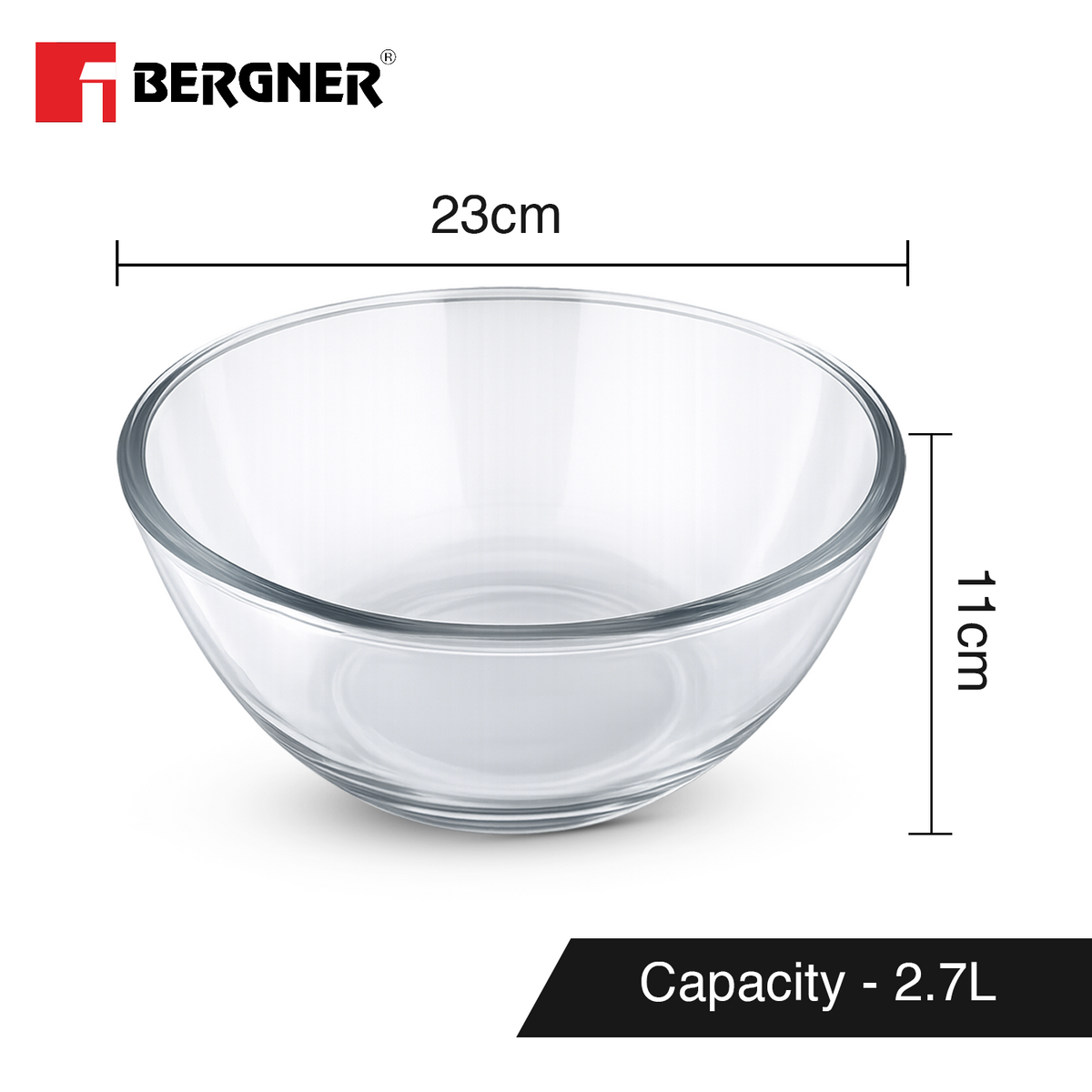 Bergner Ambiento Borosilicate Glass Salad Bowl 2.7L