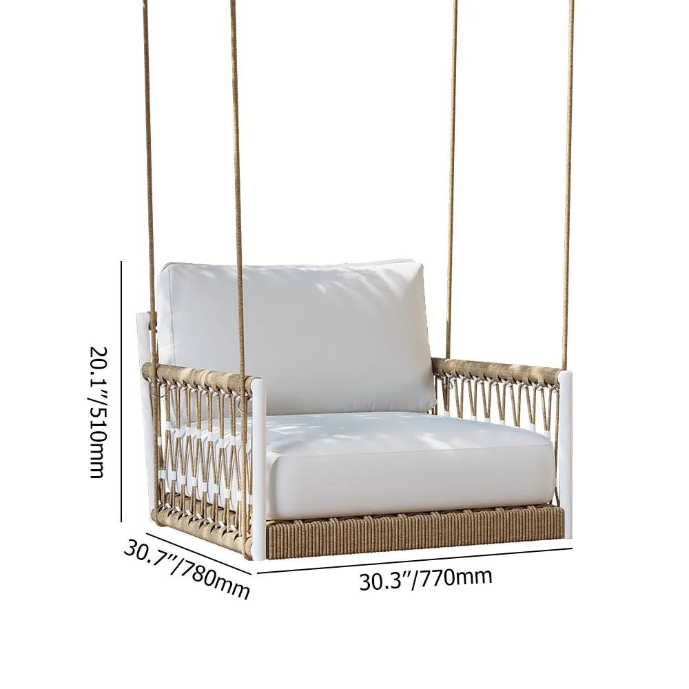Ulek Single Seater Hanging Swing Without Stand For Balcony , Garden Swing (White + Tan) Braided & Rope
