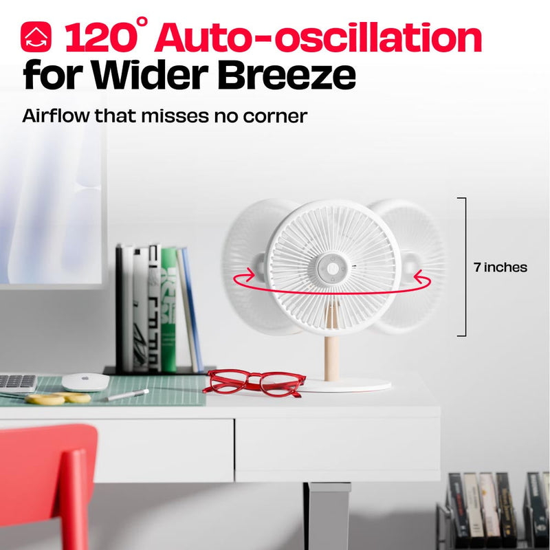 All-day Wireless Rechargeable Table Fan with Mood Light and Magnetic Remote | LĪT [v3]
