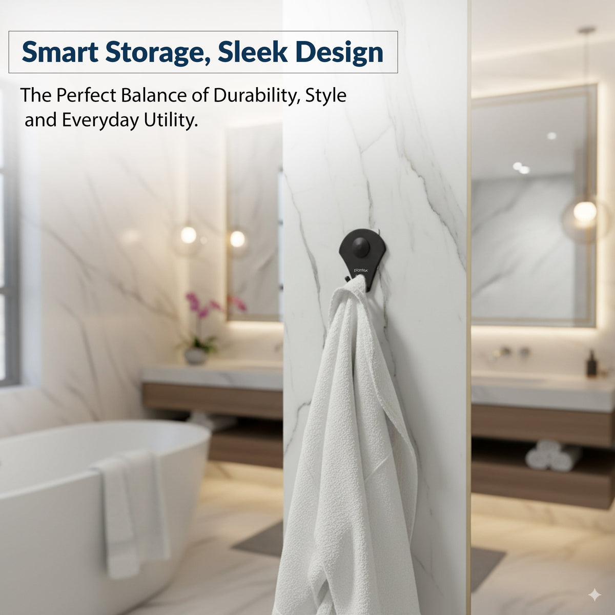 Plantex Royal Stainless Steel Robe Hook for Bathroom/Cloth-Towel Hanger/Napkin Hanger/Bathroom Accessories (Black, Powder Coated)-6
