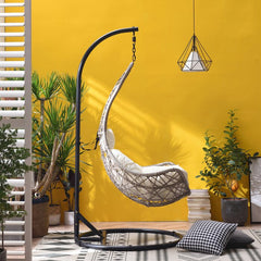 Anastasio Single Seater Hanging Swing With Stand For Balcony , Garden Swing (Sea shell)