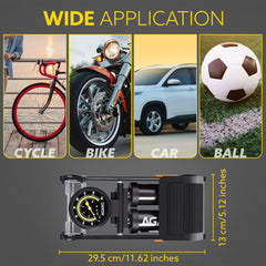 AGARO Foot Tyre Inflator, Double Cylinder Rapid Inflation, 160 PSI, High-Pressure Foot Air Pump with Integrated Gauge fo