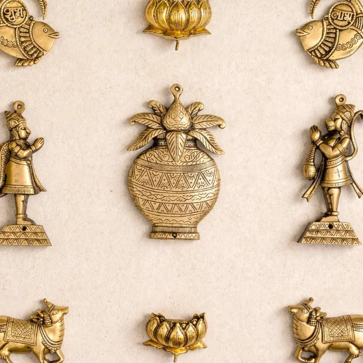 Brass Handcrafted Wall Decor Hanging Set (8.5 Inch)
