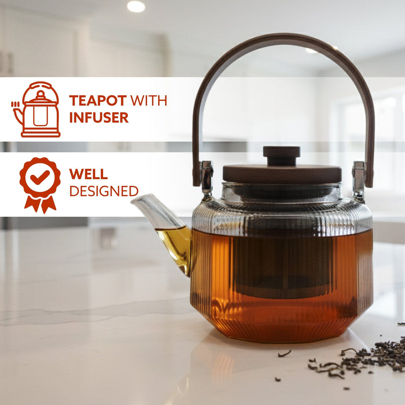 AGARO Elite 600ml Borosilicate Glass Kettle | Heat Resistant, Stovetop & Microwave Safe, Durable Clear Glass for Tea, Co
