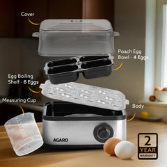 AGARO Grand Egg Boiler And Poacher - 500W, Silver