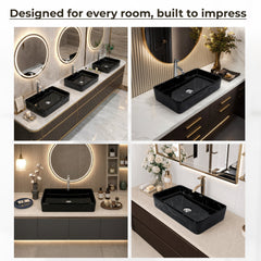 Plantex Ceramic Countertop Basin/Tabletop Washbasin/Bathroom Basin Sink/Marble Washbasin for Kitchen (White Veins, 24 x 13 x 5 Inch)-6