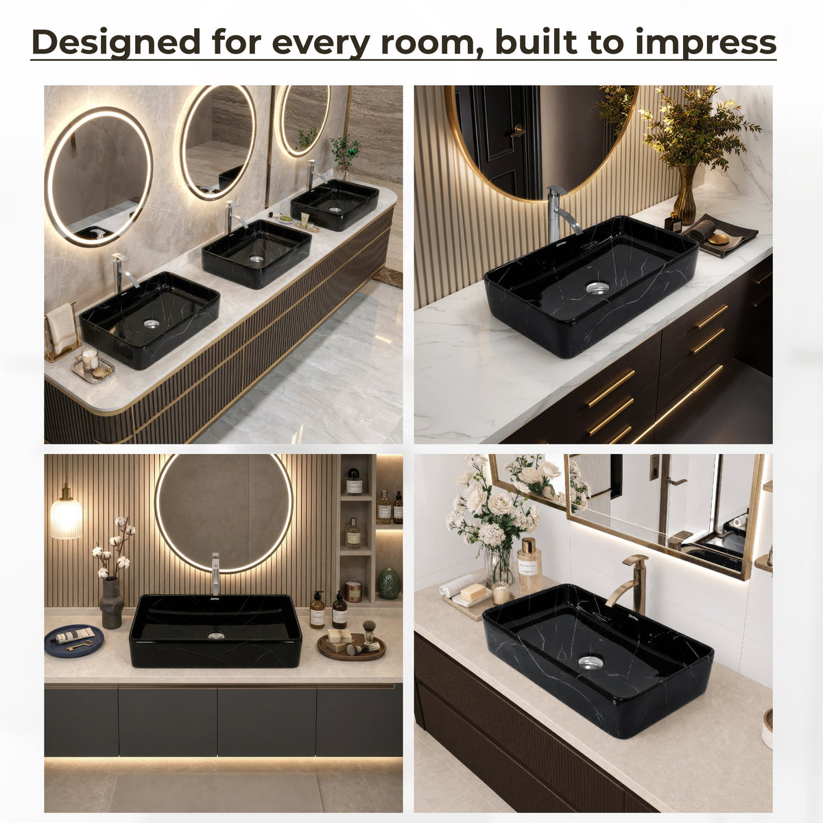 Plantex Ceramic Countertop Basin/Tabletop Washbasin/Bathroom Basin Sink/Marble Washbasin for Kitchen (White Veins, 24 x 13 x 5 Inch)-6