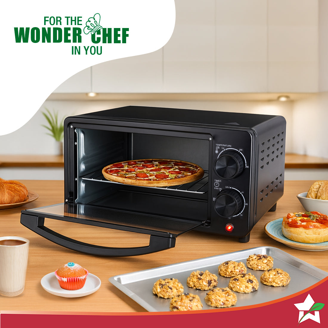 Oven Toaster Griller (OTG) for Kitchen, 10 L, Multi-function, For Baking, Grilling, Roasting, Heat-Resistant Glass, Customised Time & Temperature Control, Easy to Clean, 2-Yr Warranty