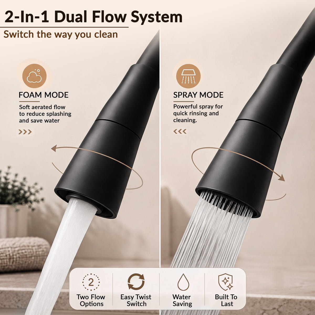Plantex Flexible Sink Cock for Kitchen/Sink Tap with Pull Down Sprayer-5