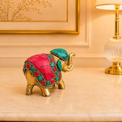 Brass Stone Work Elephant Statue