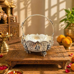 Brass Ashtalakshmi Basket With Handle And Leg (3.5 Inch)