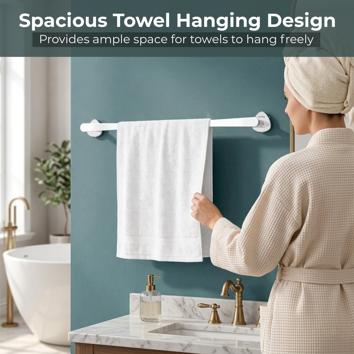 Plantex J4 Stainless Steel Towel Holder in Bathroom/Cloth Hanger for Bathroom/24 Inch Single Towel Rod/Bathroom Accessories (Chrome Finish) Angel-6